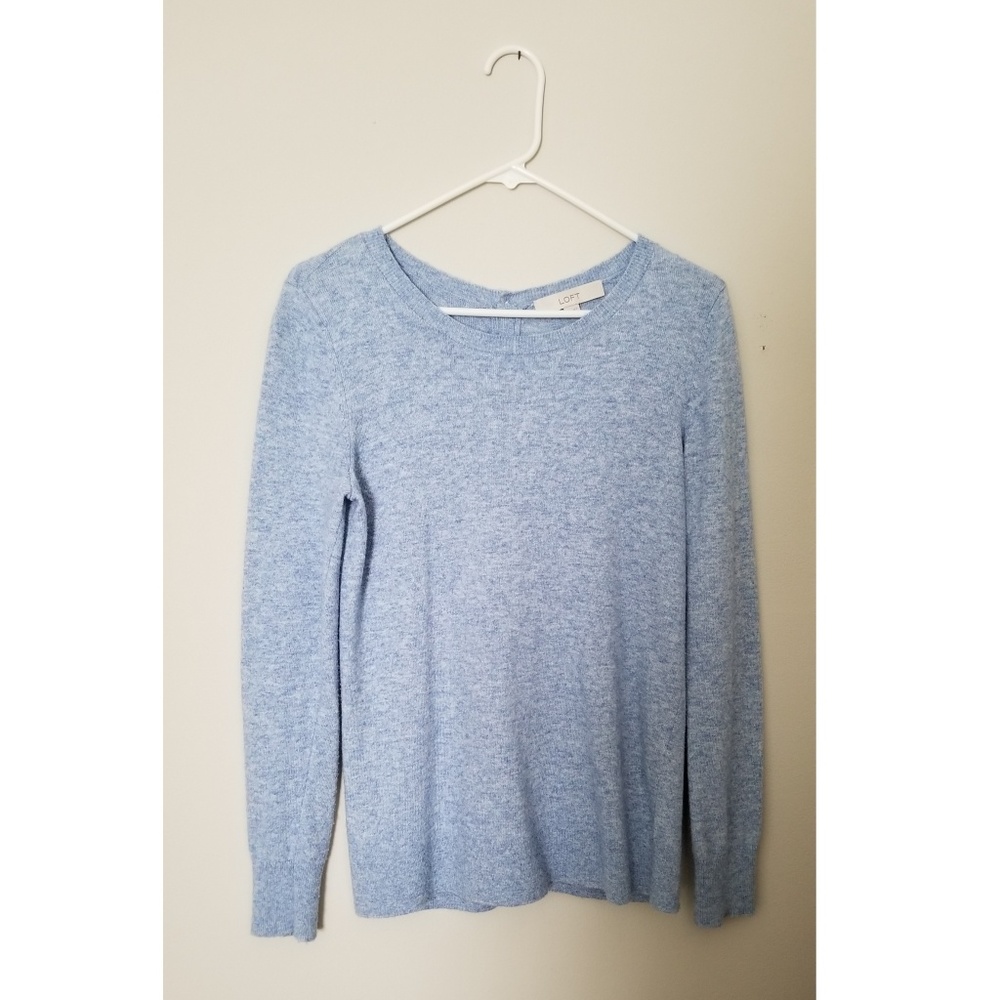 LOFT Light Blue Button Back Sweater